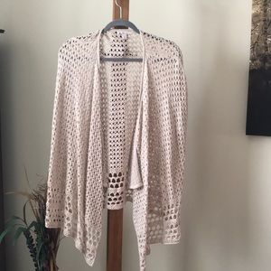 Cream open knit crochet kimono